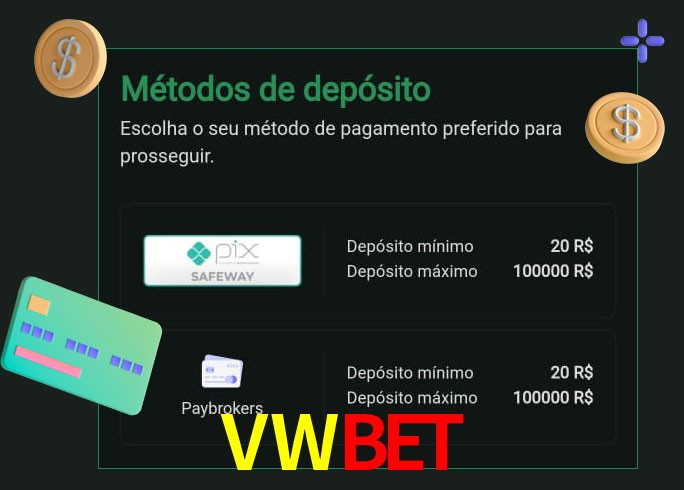 O cassino VWBET oferece uma grande variedade de métodos de pagamento